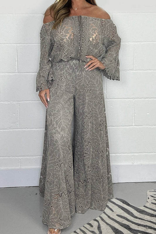 Casual lace suit Gray