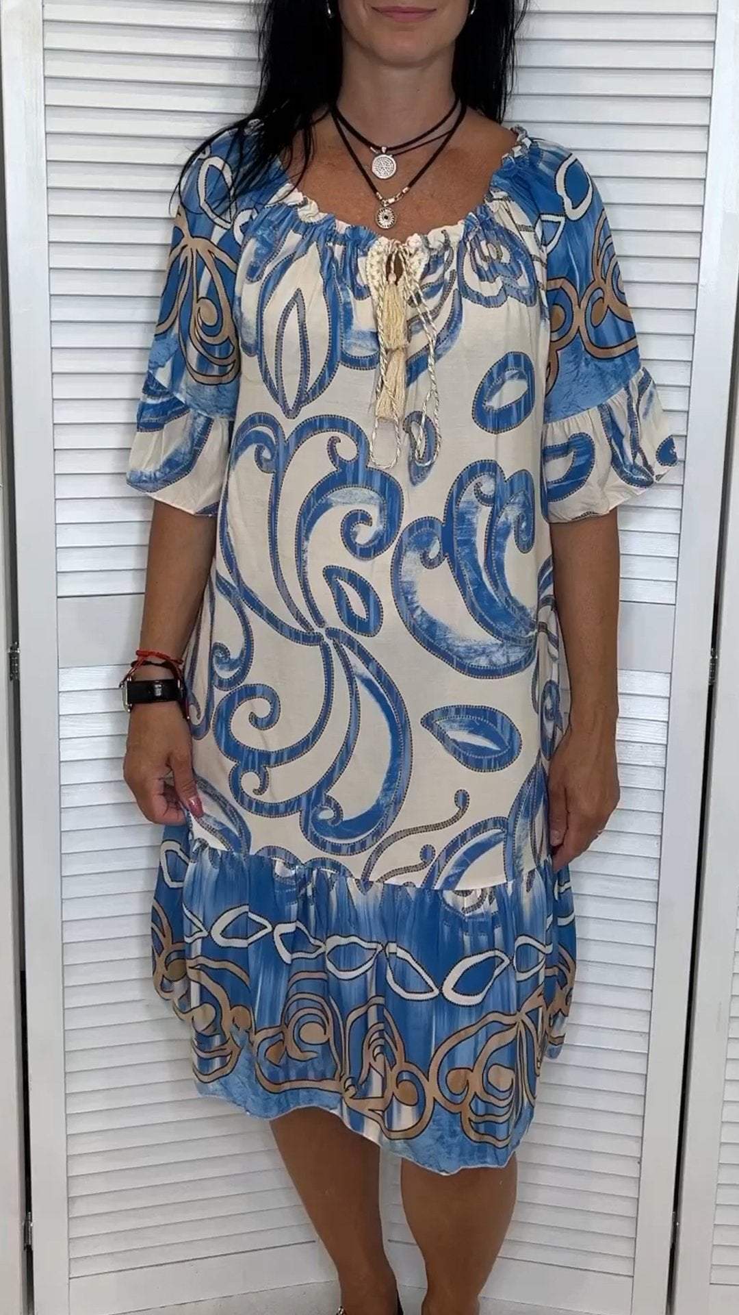 Women's V-neck Short-sleeved Printed Casual Dress