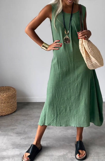 Sleeveless Loose Dress green