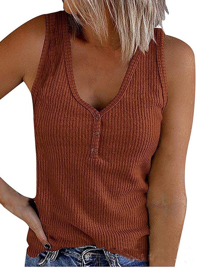 Sheath Sleeveless Casual Crew Neck Tank & Cami Orange