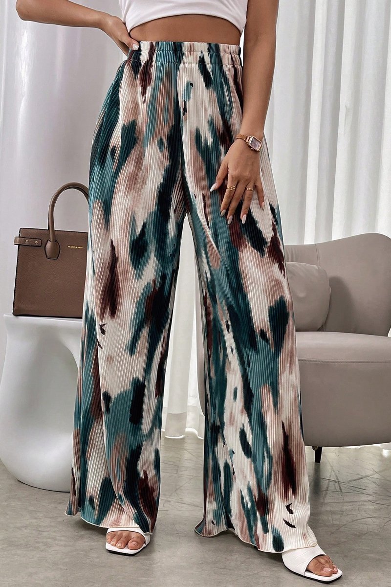 Casual tie-dye printed trousers Blue and Brown