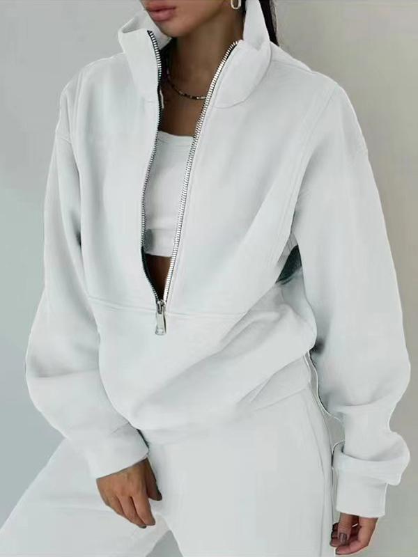 Sweatshirt and sweatpants two-piece suit White