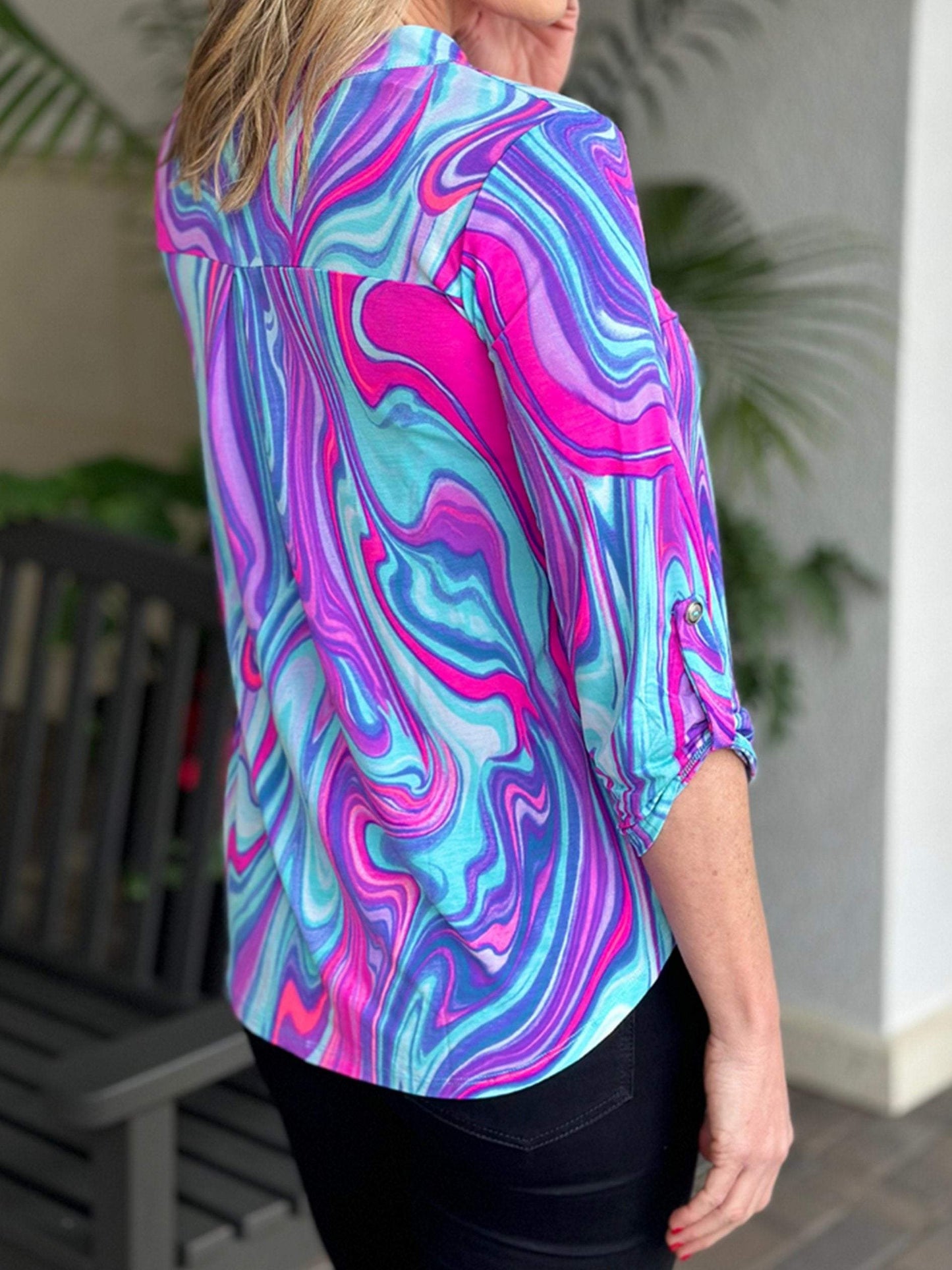 Printed Pattern V-neck Top