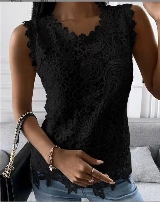 new lace vest Black