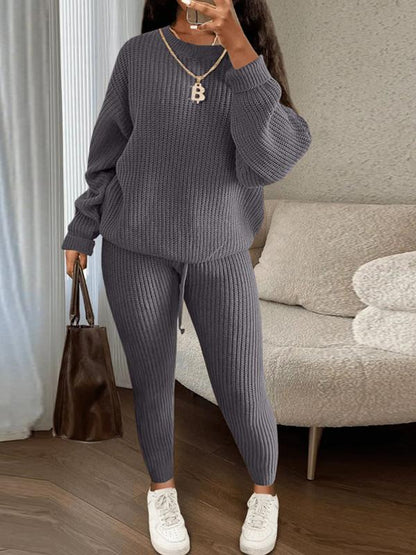 Fashionable Casual Knitted Suit Pants Suit gray