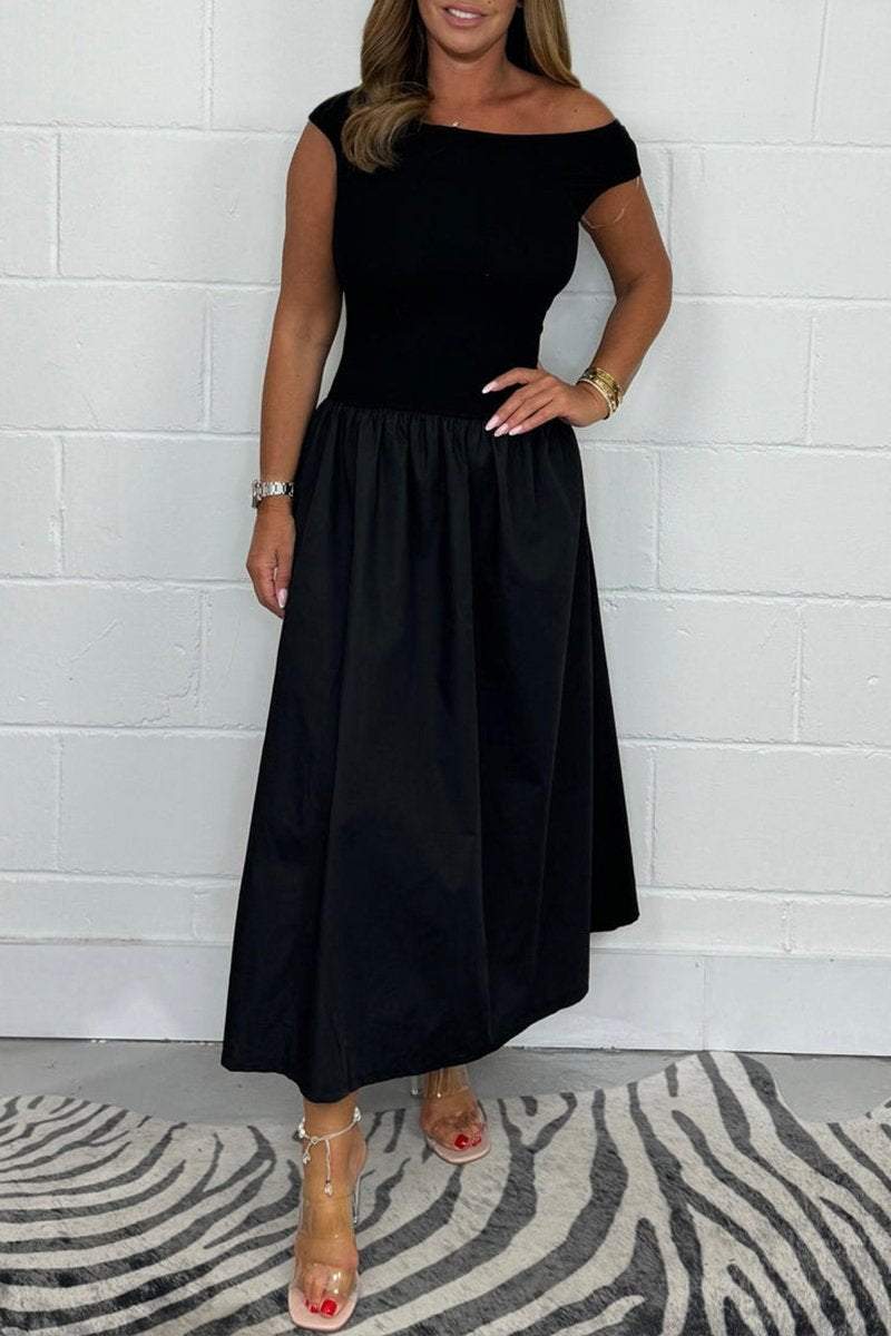 Slash Neck T-shirt Style Maxi Dress