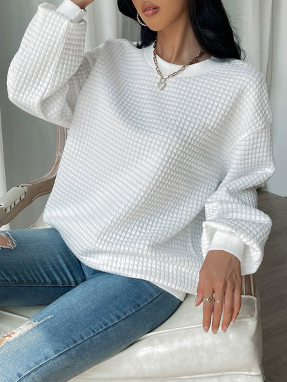 Letter Patch Detail Drop Shoulder Sweatshirt