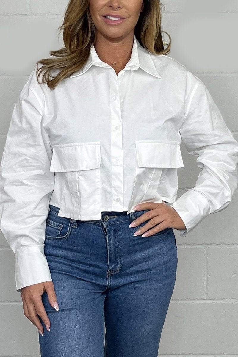 Cropped Pocket Shirt White