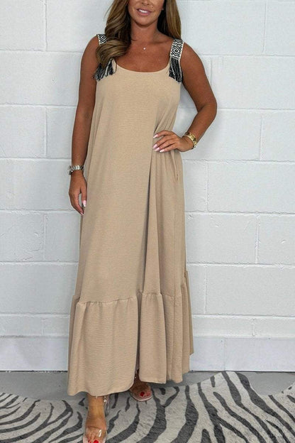 Embroidered Strap Maxi Dress