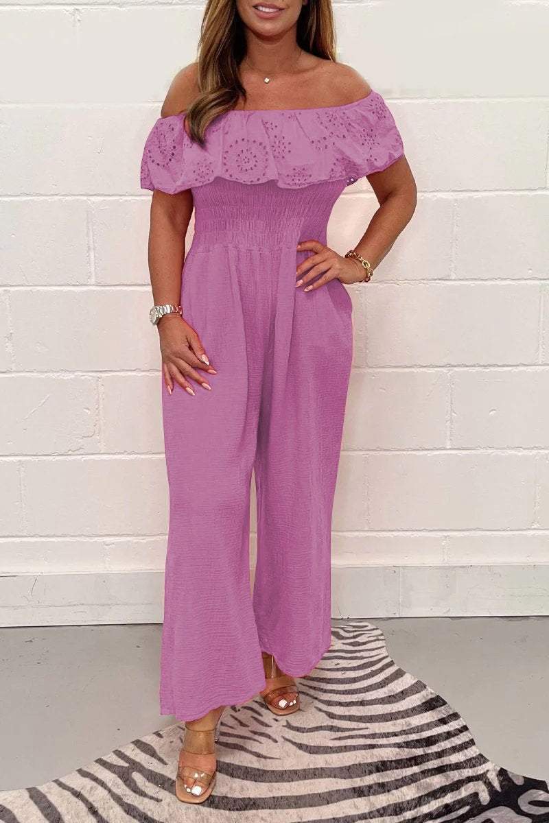 Solid color lace jumpsuit Purple