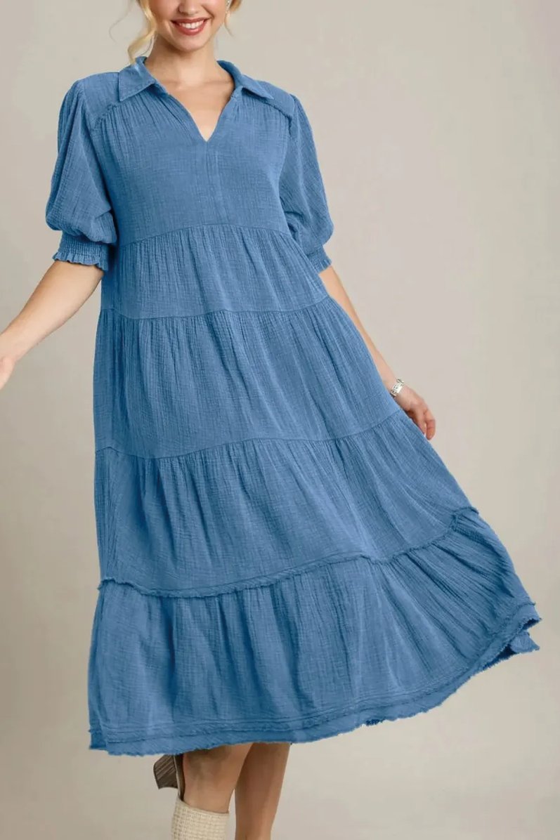 Women's V Neck Layered Maxi Dress