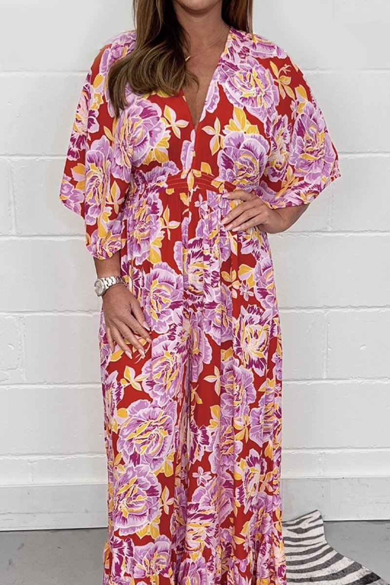 Floral Printed Wide Leg Jumpsuit