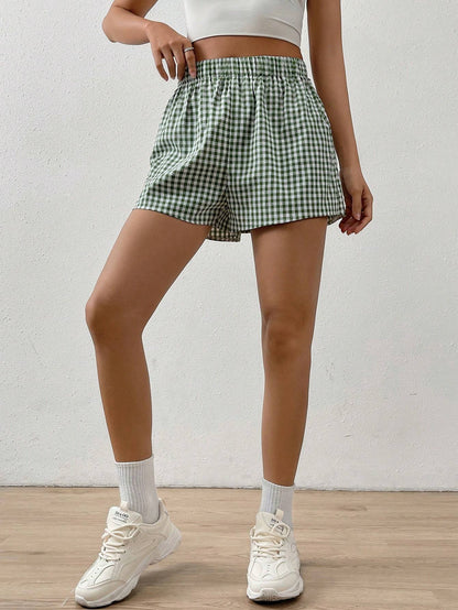 Plaid Print Casual Shorts