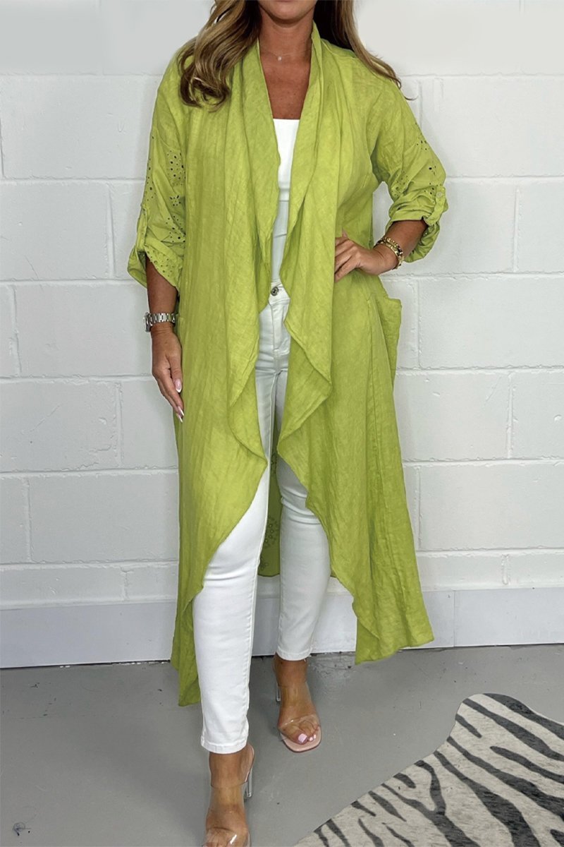 Cotton and linen long coat Light green