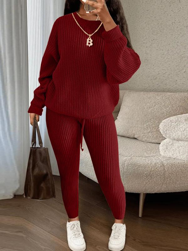 Fashionable Casual Knitted Suit Pants Suit red