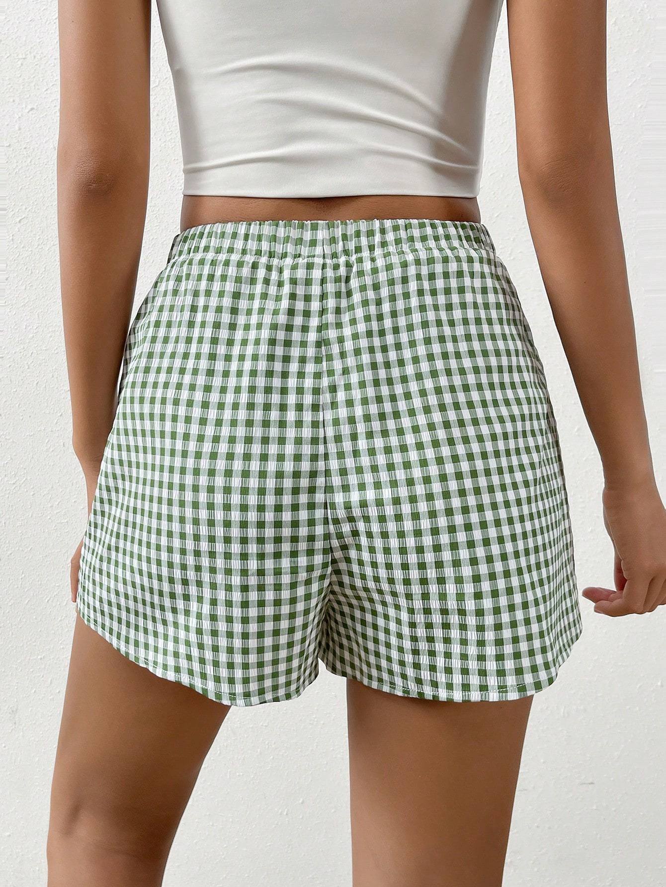 Plaid Print Casual Shorts