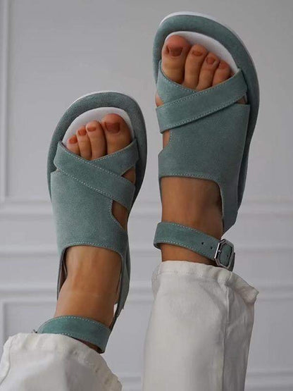 Casual Flat Strappy Sandals green