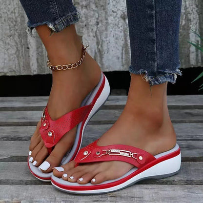 Women's Summer Wedge Fashion Casual Beach Sandals Red