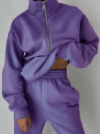 Sweatshirt and sweatpants two-piece suit Purple