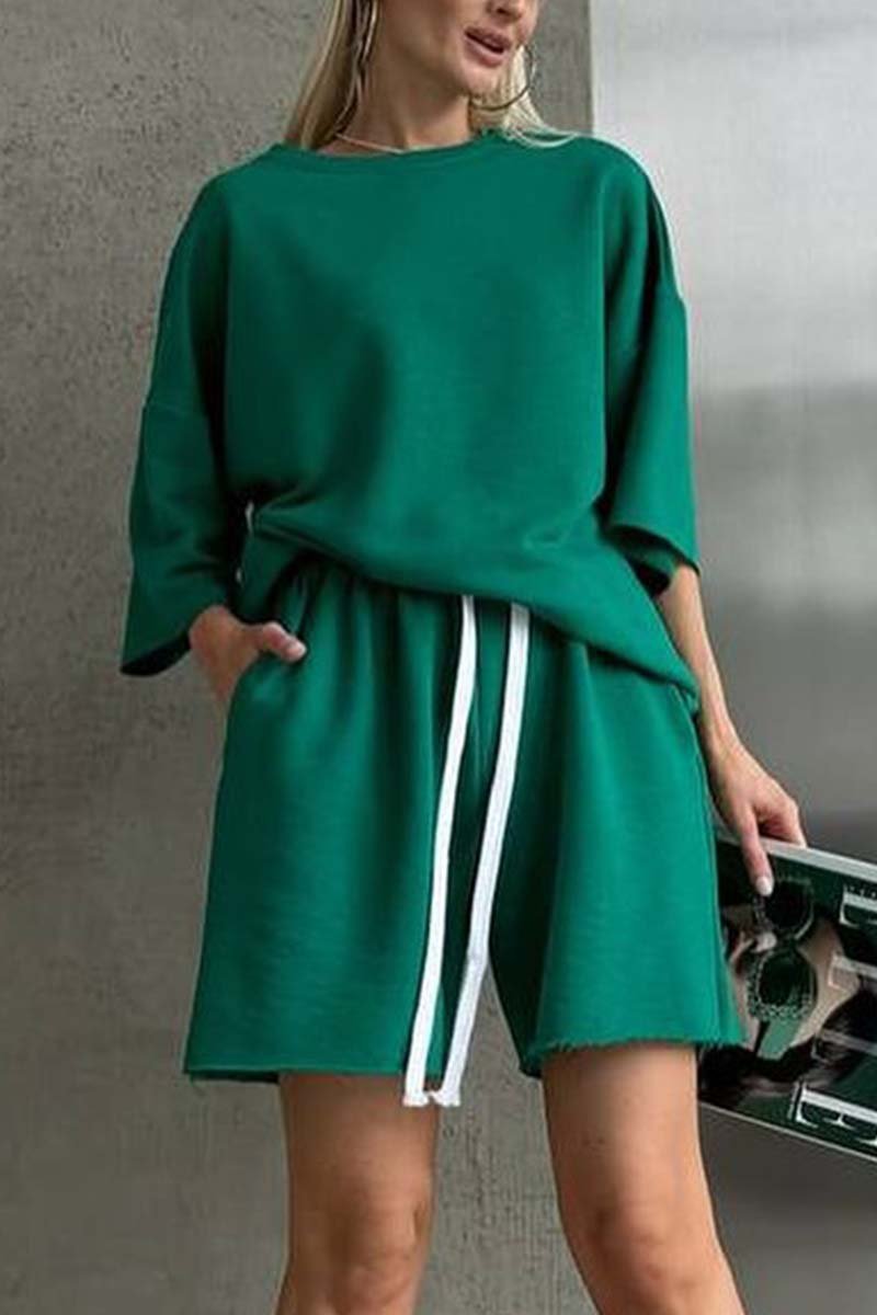 Women's casual sports sweatshirt shorts set