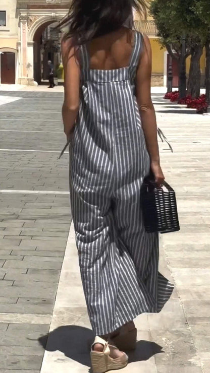 Women's Sleeveless Striped Jumpsuit