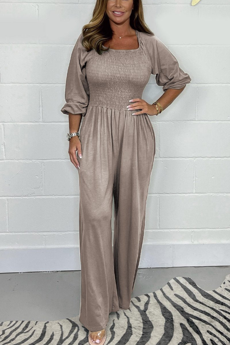 Casual solid color jumpsuit Gray