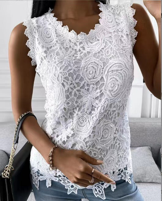 new lace vest White