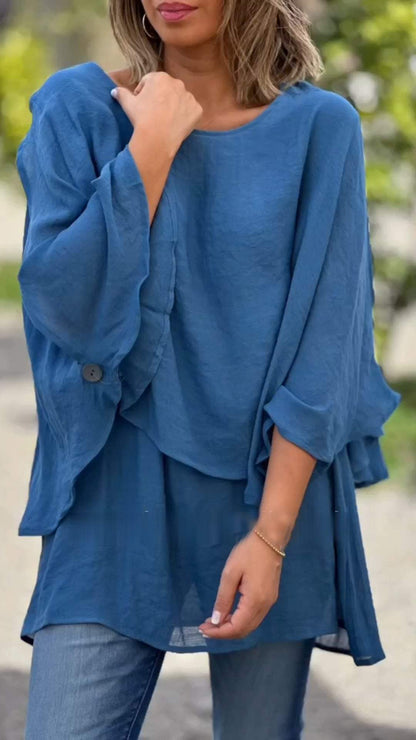 Chiffon Irregular Top Blue