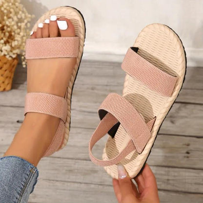 Women's Espadrille Flat Sandals Casual Solid Color Shoes Pink