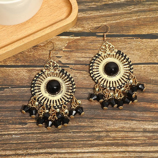 Ethnic Holiday Vintage Handmade Boho Earrings Black One Size