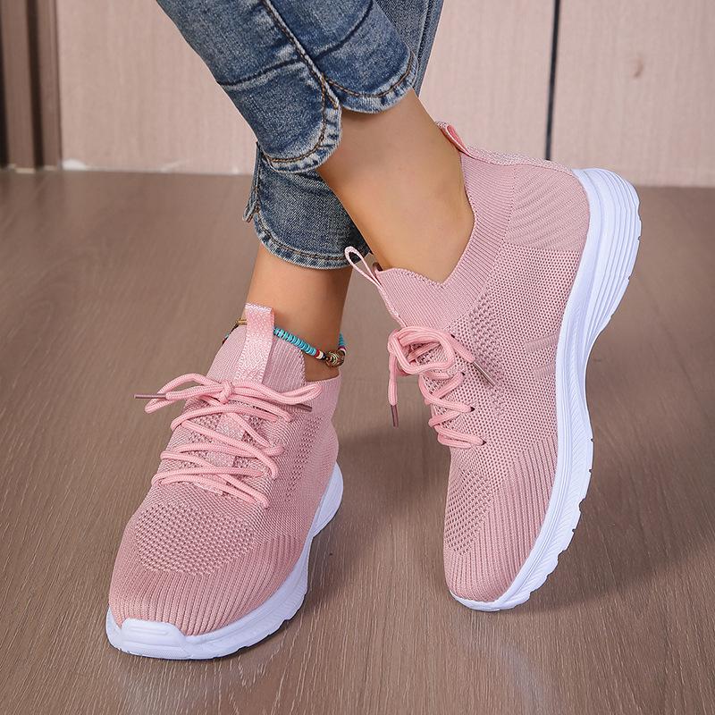 Women's Breathable Fly Woven Surface Lightweight Comfortable Casual Shoes Pink