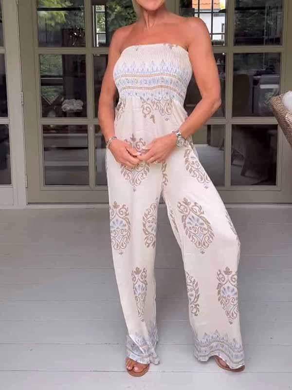 Women's Tube Top Sleeveless Printed Jumpsuit