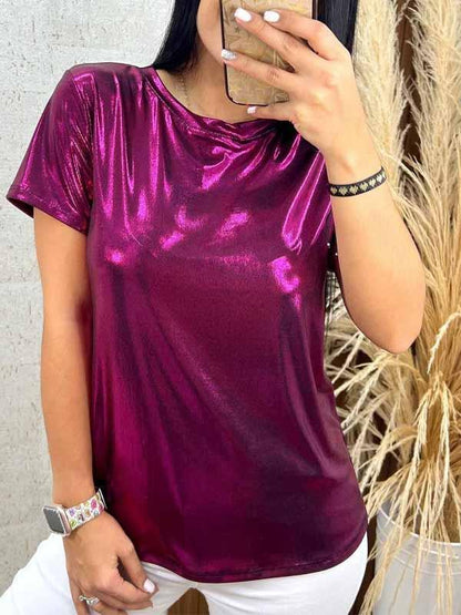 Women's Round Neck Hot Stamping Short Sleeve Top