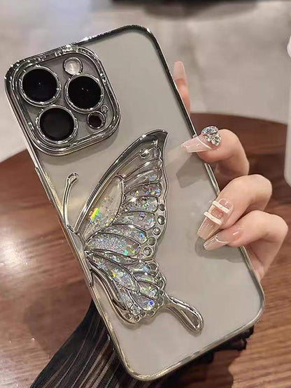 Glitter-Butterfly New Fashion Mobile Phone Case silver transparent-butterfly