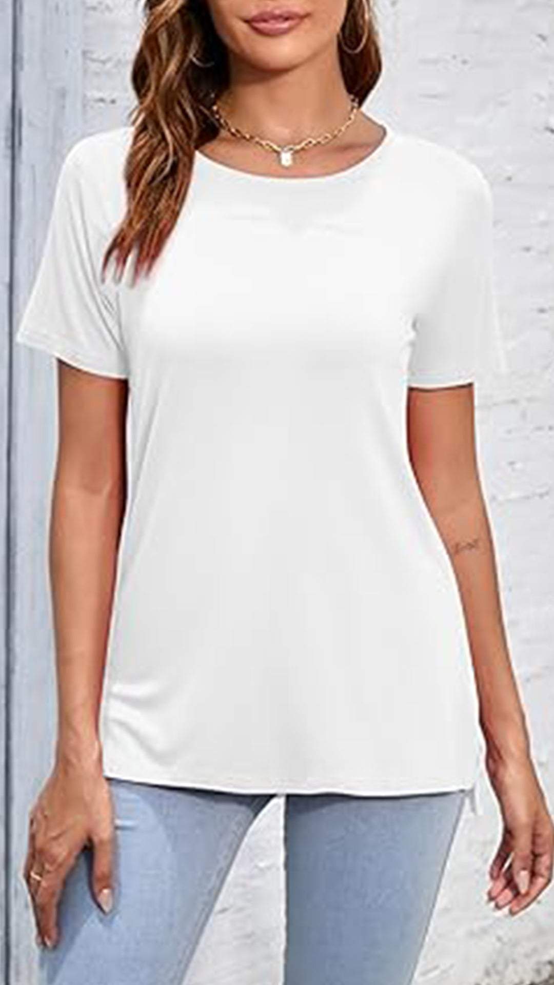 Round Neck Casual Solid Color Top