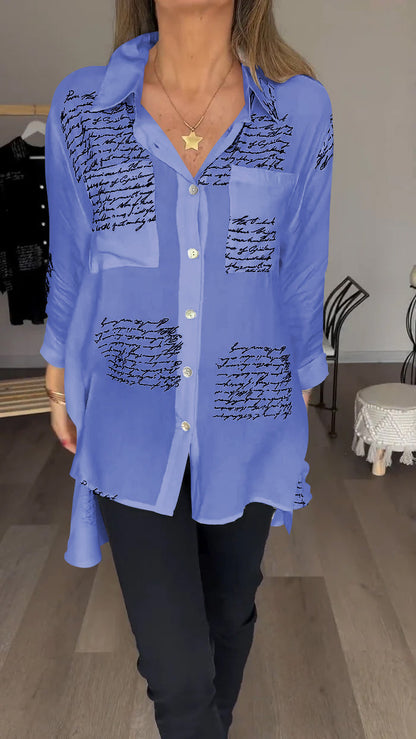 Letter Print Fashion Lapel Shirt purple