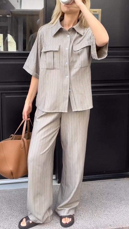 Women's Lapel Casual Striped Suit