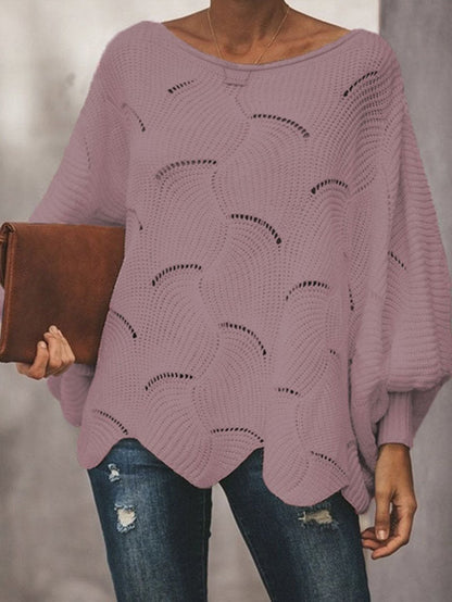 Fashion Loose Wave Bat Sleeve Sweater purple