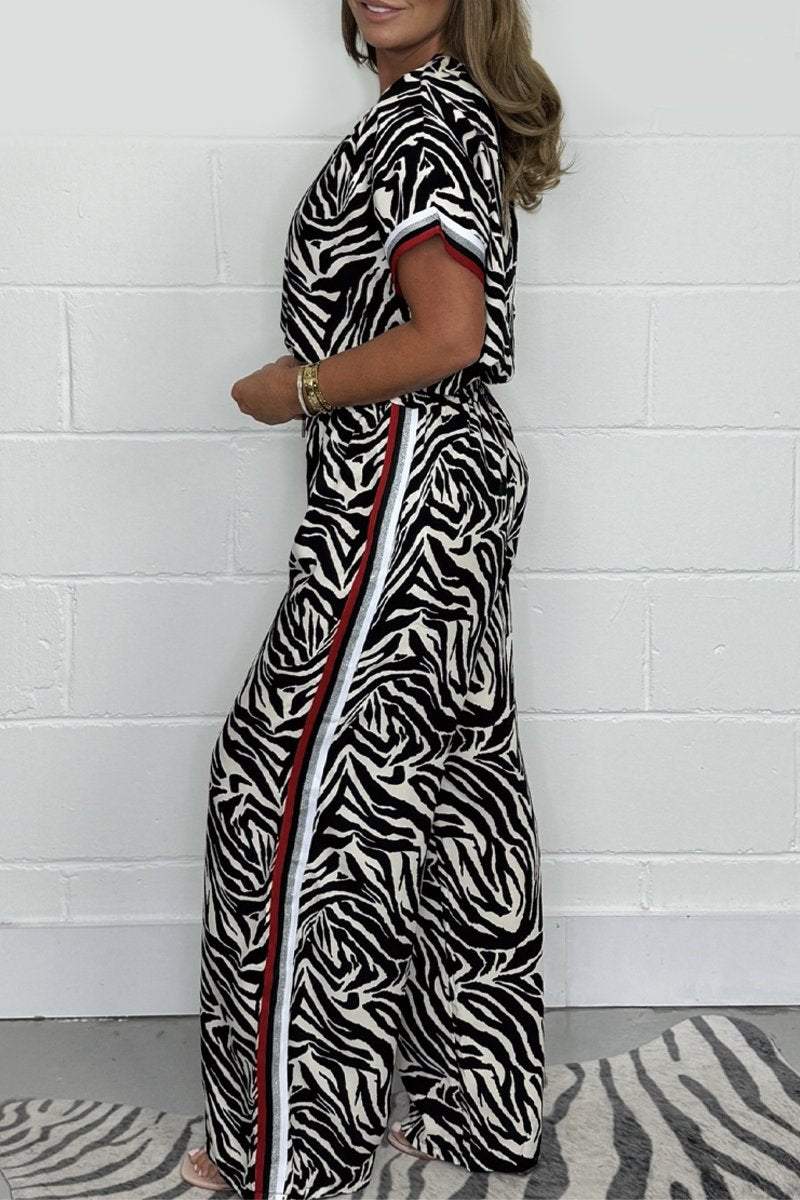 Women's Zebra Printed Top & Trouser Co-Ord