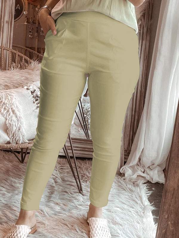 Fashion plain women's shirt tops casual pants Green-Pants