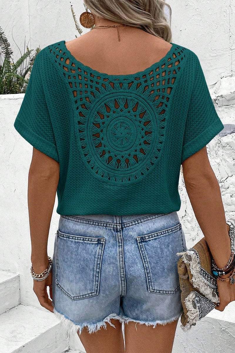 Crochet cutout top Green