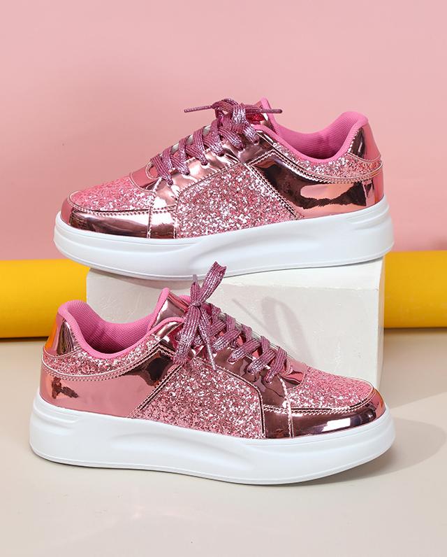 Women's Casual Glitter Walking Skate Shoes Pink