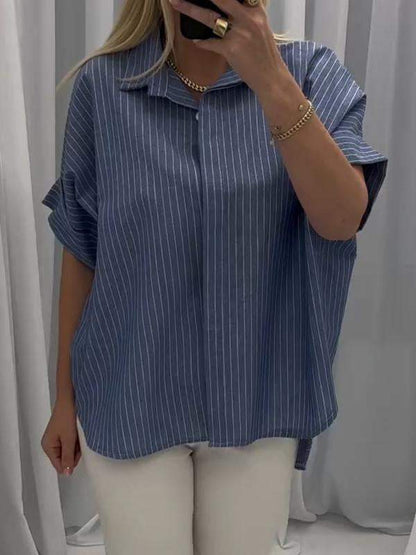 Women's Lapel Striped Shirt