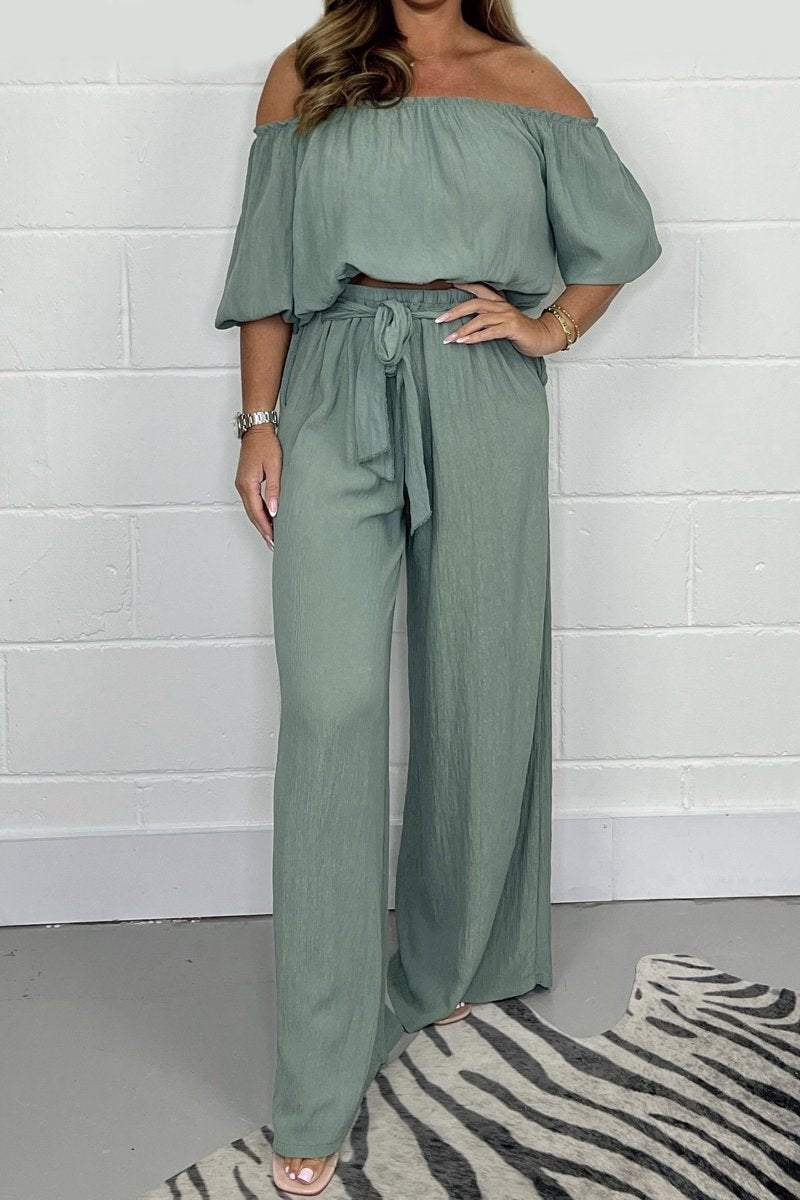 Casual one shoulder suit Army green