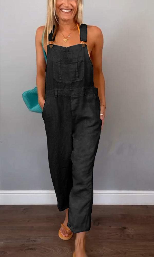 Solid Spaghetti Wide Leg Jumpsuit Black