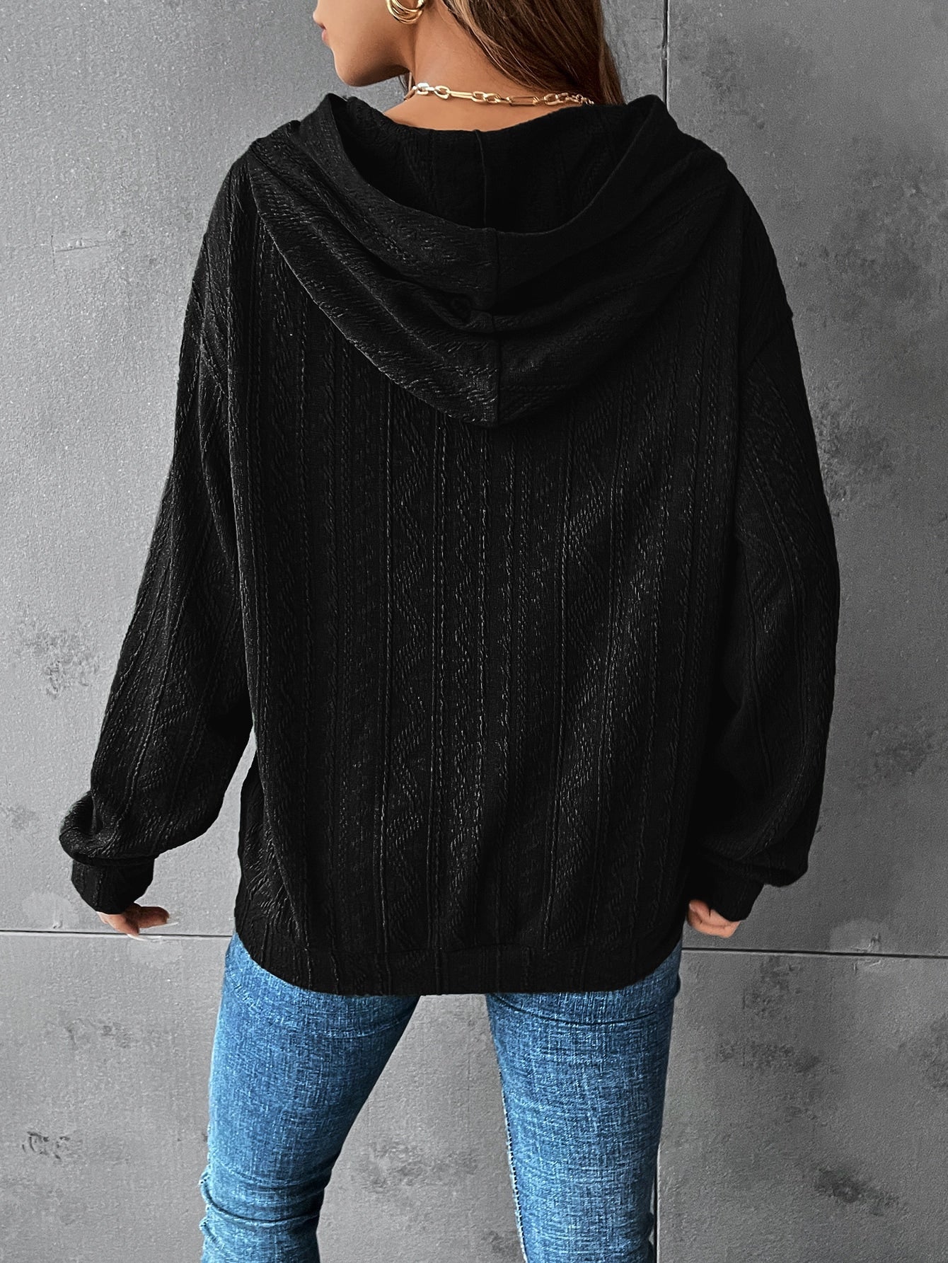 Solid Drop Shoulder Hoodie