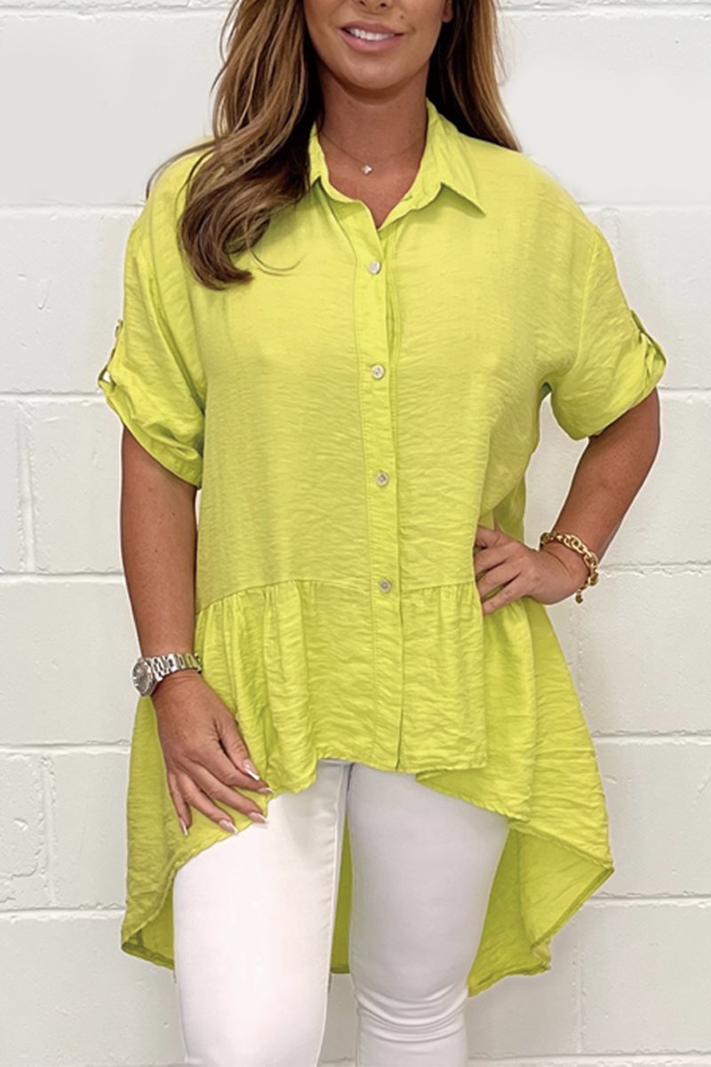 Cotton and linen casual shirt Yellow