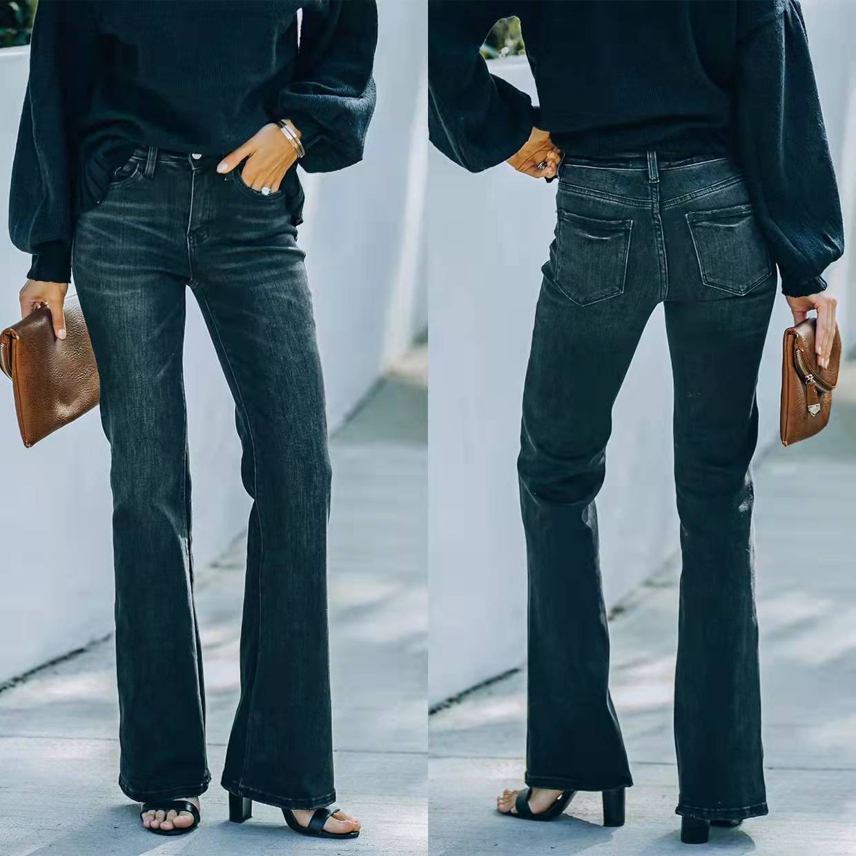 High Waist Stretch Flare Jeans