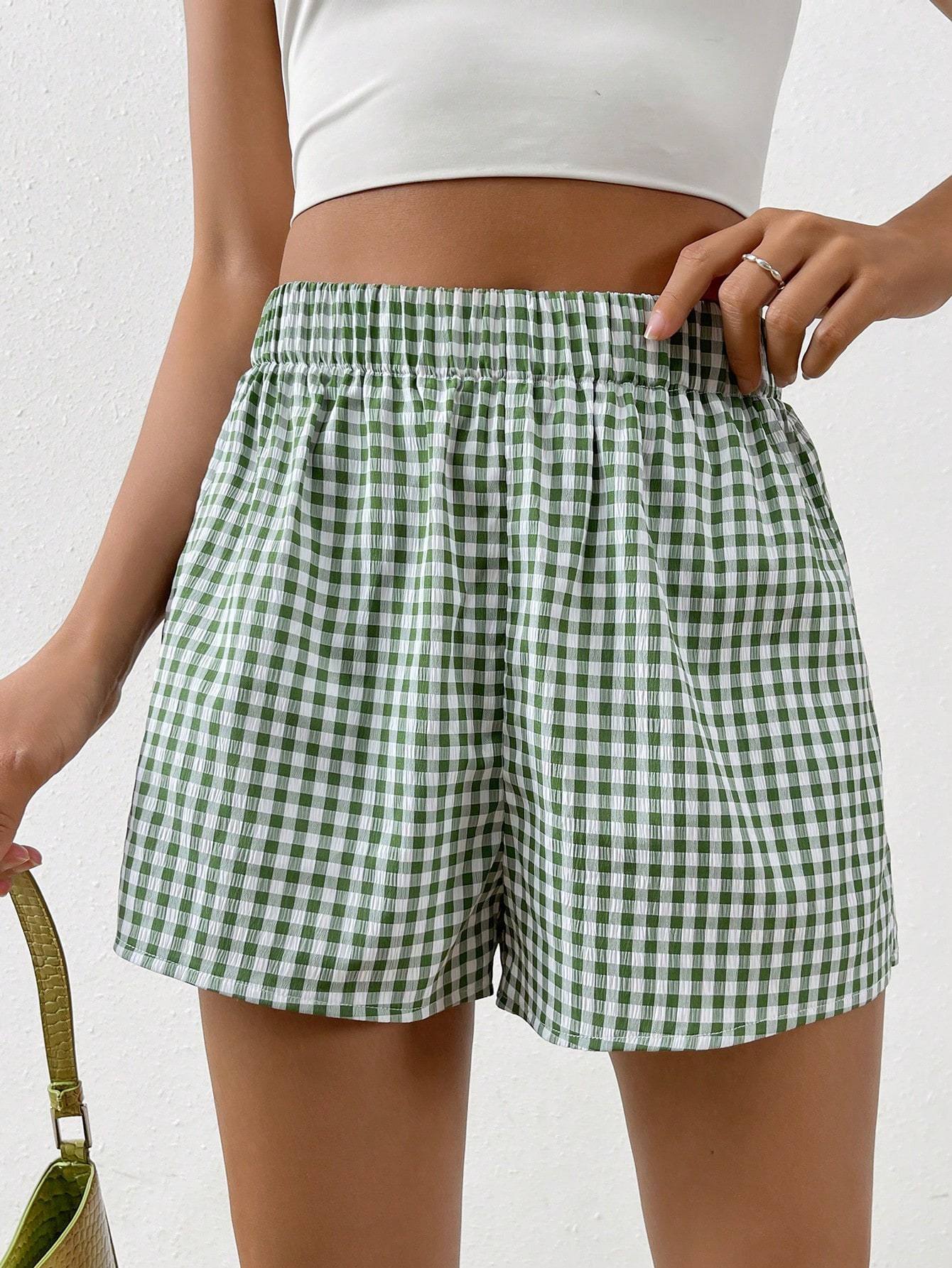 Plaid Print Casual Shorts