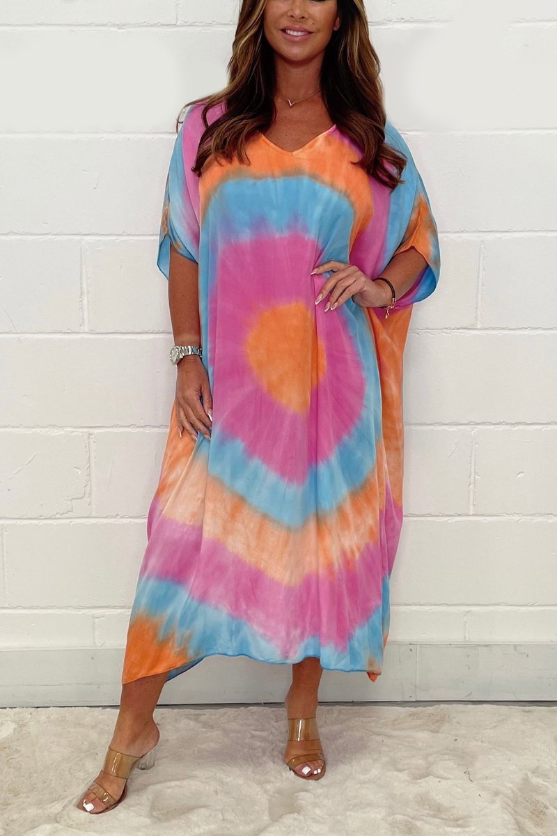 Tye Dye Maxi Dress Pink and Yellow